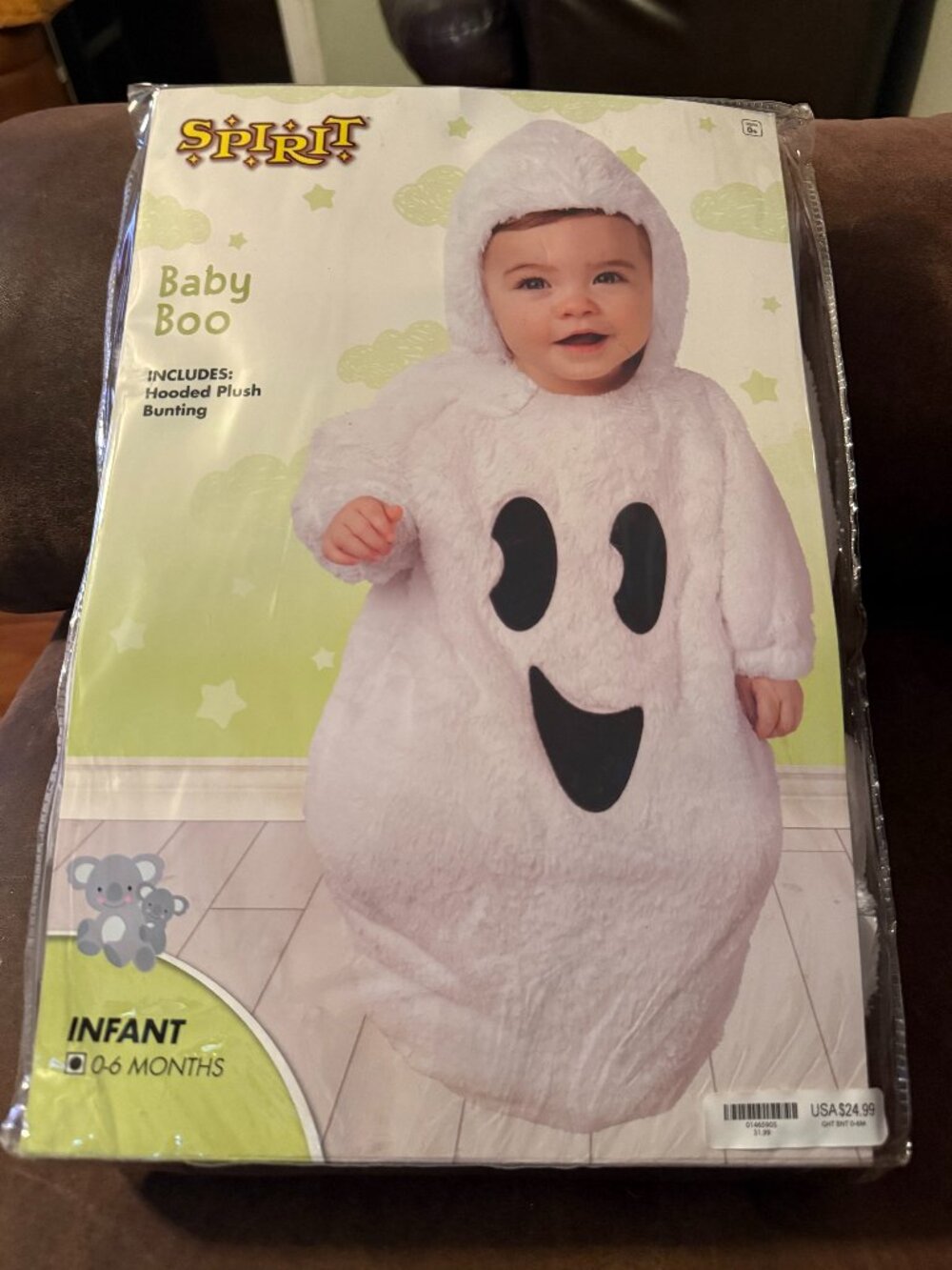 Spirit Halloween Infant Costume Ghost Super Cute Baby Boo Bunting Size 0-6M
